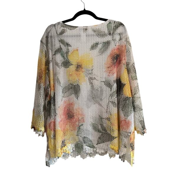 ALFRED DUNNER Charleston Top NWT Multi Colored Floral Net 3/4 Sleeve Top Sz 3X - Picture 5 of 9